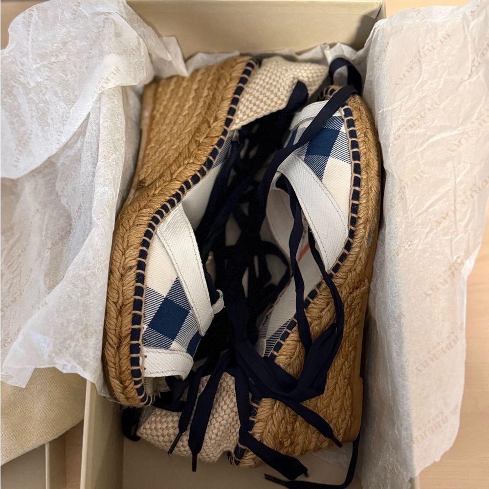 Burberry Navy and Cream Espadrilles